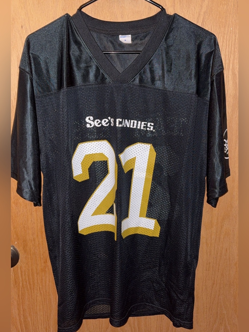 Sport-Tek Black Mesh Jersey with Gold-Trimmed White 21